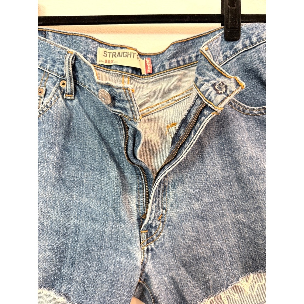 Levi's 505 Womens Size 36 Straight Fit Denim Cutoff Shorts High Rise Frayed Hem - Picture 5 of 10